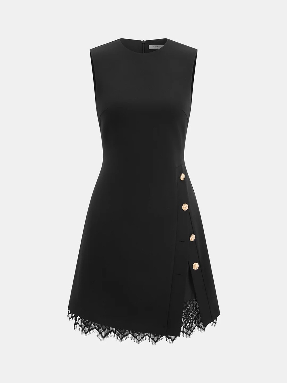 COMMENSE Sleeveless Side Metal Detail Lace Trim Dress - size Medium